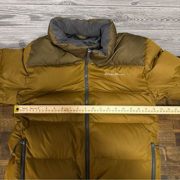 Eddie Bauer Men's EB650 Duck Down Puffer Jacket Size S Brown Full Zip Pockets - Picture 6 of 9